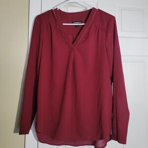 Dark Red Lightweight Tunic Style Blouse Size S
